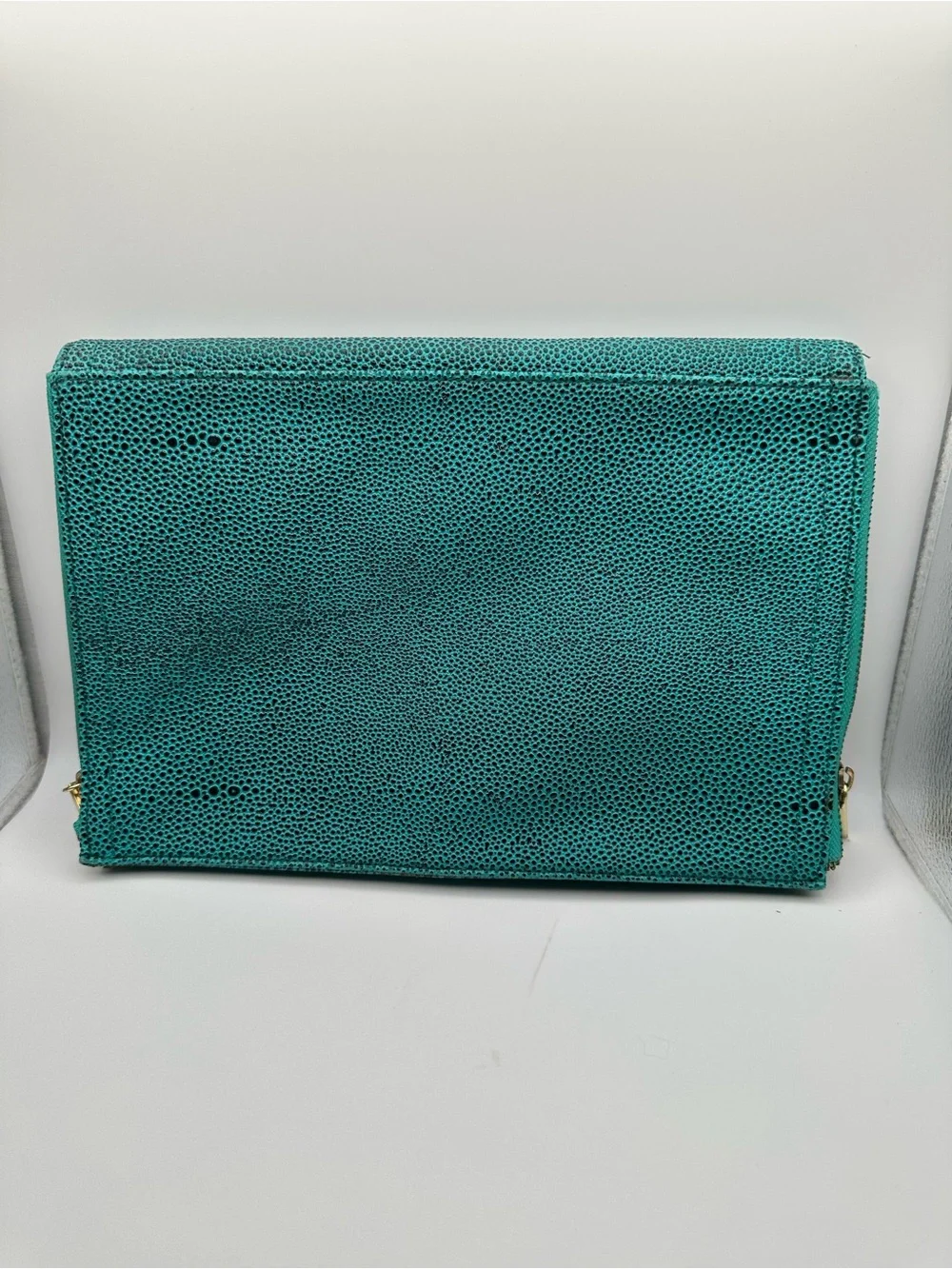BCBGeneration Teal Faux Stingray Envelope Clutch Bag Gold Hardware